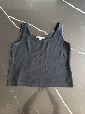 St. John Black Ribbed Sleeveless Knit Tank